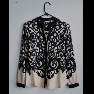 NY&Co Black and Tan blouse with gold details